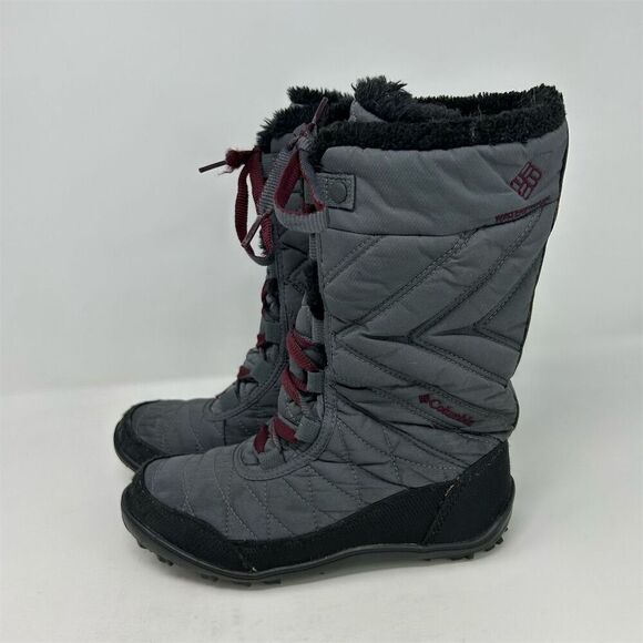 Columbia Kids Minx Mid III Waterproof Lace Up Boots Gray Size 4 Winter Hiking - Picture 5 of 9